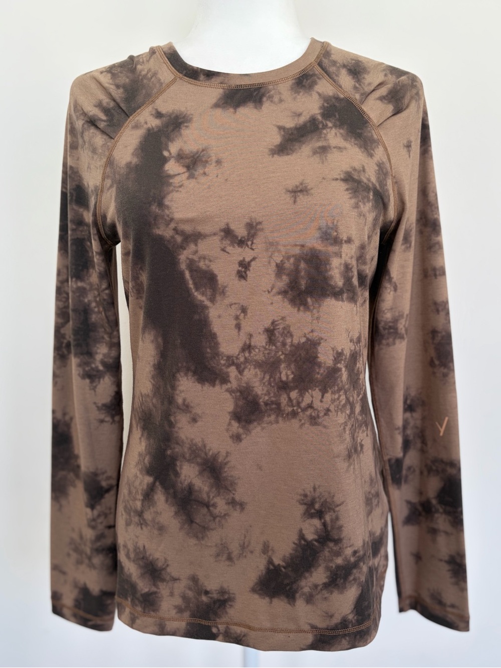 Indyeva Koro Brown Tie Dye Performance Top Long Sleeve Stretch Size Small